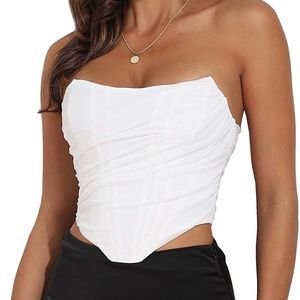 Strapless White Top with boning